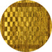 Round Checkered Yellow Modern Rug, abs192yw