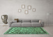 Machine Washable Checkered Turquoise Modern Area Rugs in a Living Room,, wshabs192turq