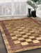 Abstract Saddle Brown Checkered Rug in Family Room, abs192