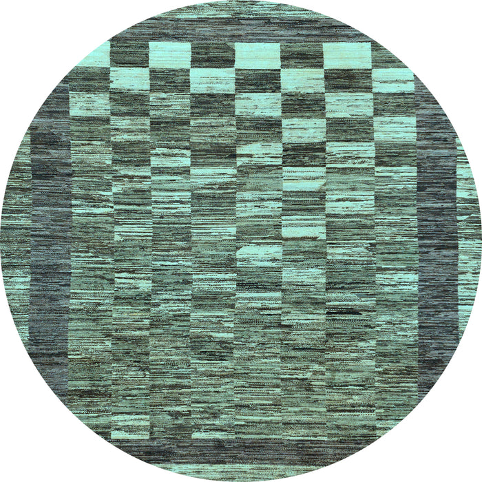 Round Machine Washable Checkered Light Blue Modern Rug, wshabs192lblu