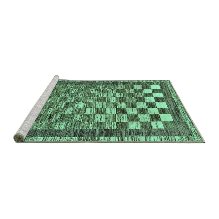 Sideview of Machine Washable Checkered Turquoise Modern Area Rugs, wshabs192turq