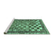 Sideview of Machine Washable Checkered Turquoise Modern Area Rugs, wshabs192turq