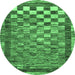 Round Checkered Emerald Green Modern Rug, abs192emgrn