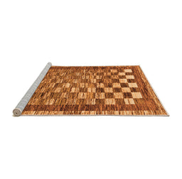 Sideview of Machine Washable Checkered Orange Modern Area Rugs, wshabs192org