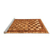 Sideview of Machine Washable Checkered Orange Modern Area Rugs, wshabs192org