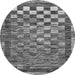 Round Machine Washable Checkered Gray Modern Rug, wshabs192gry