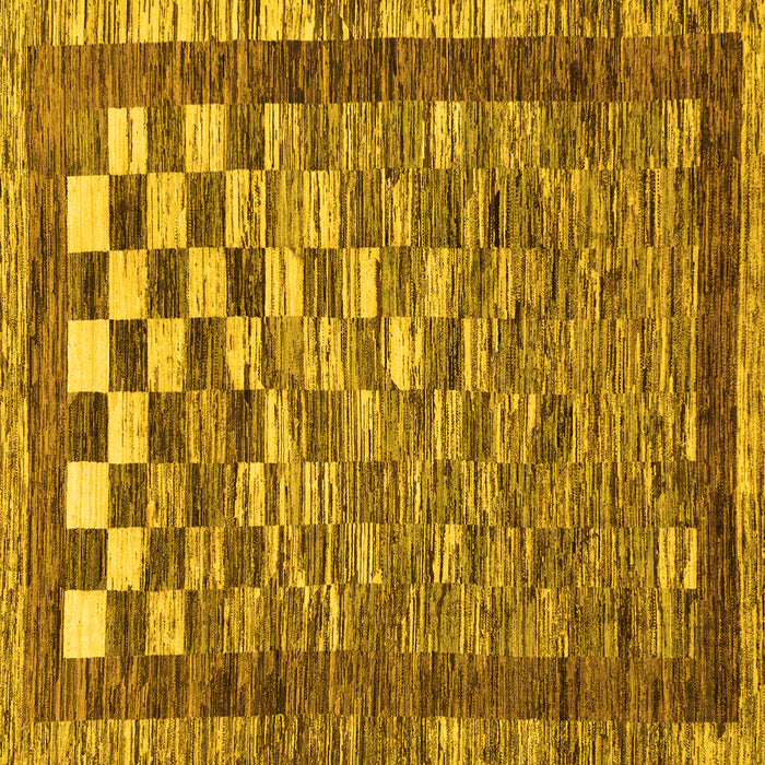 Square Checkered Yellow Modern Rug, abs192yw
