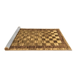 Sideview of Machine Washable Checkered Brown Modern Rug, wshabs192brn