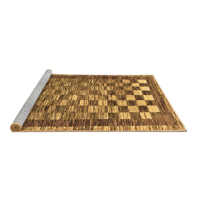 Sideview of Machine Washable Checkered Brown Modern Rug, wshabs192brn
