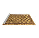 Sideview of Machine Washable Checkered Brown Modern Rug, wshabs192brn