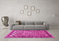 Machine Washable Checkered Pink Modern Rug, wshabs192pnk