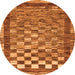 Round Machine Washable Checkered Orange Modern Area Rugs, wshabs192org