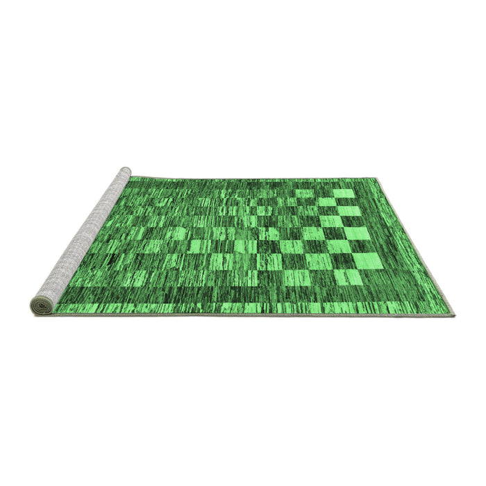 Sideview of Machine Washable Checkered Emerald Green Modern Area Rugs, wshabs192emgrn