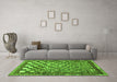 Machine Washable Checkered Green Modern Area Rugs in a Living Room,, wshabs192grn