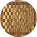 Round Machine Washable Checkered Brown Modern Rug, wshabs192brn