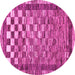 Round Checkered Pink Modern Rug, abs192pnk