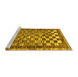 Sideview of Machine Washable Checkered Yellow Modern Rug, wshabs192yw