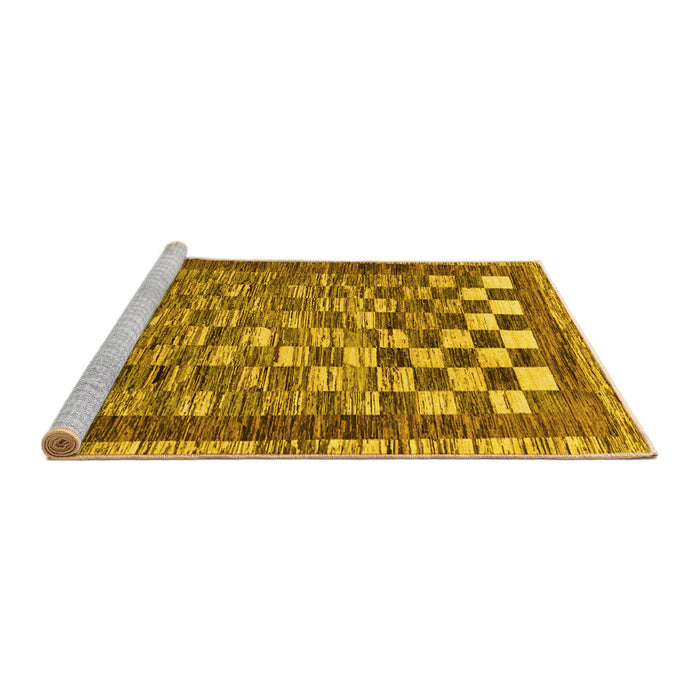 Sideview of Machine Washable Checkered Yellow Modern Rug, wshabs192yw