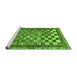 Sideview of Machine Washable Checkered Green Modern Area Rugs, wshabs192grn