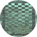 Round Checkered Light Blue Modern Rug, abs192lblu