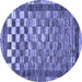 Round Checkered Blue Modern Rug, abs192blu