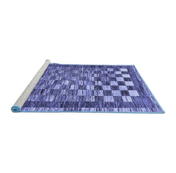 Sideview of Machine Washable Checkered Blue Modern Rug, wshabs192blu