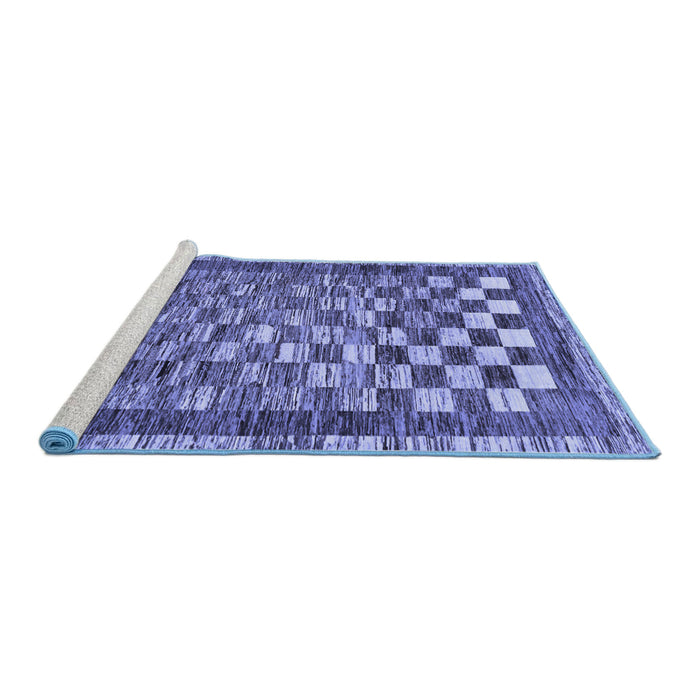 Sideview of Machine Washable Checkered Blue Modern Rug, wshabs192blu