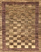 Machine Washable Abstract Saddle Brown Rug, wshabs192