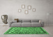 Machine Washable Checkered Emerald Green Modern Area Rugs in a Living Room,, wshabs192emgrn