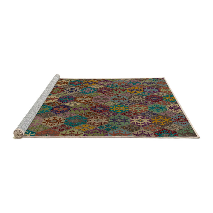 Sideview of Machine Washable Abstract Red Brown Rug, wshabs1930