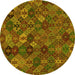 Round Machine Washable Abstract Yellow Modern Rug, wshabs1930yw