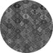 Round Machine Washable Abstract Gray Modern Rug, wshabs1930gry