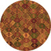 Round Abstract Orange Modern Rug, abs1930org