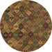 Round Abstract Brown Modern Rug, abs1930brn