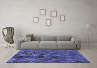 Machine Washable Abstract Blue Modern Rug, wshabs1930blu