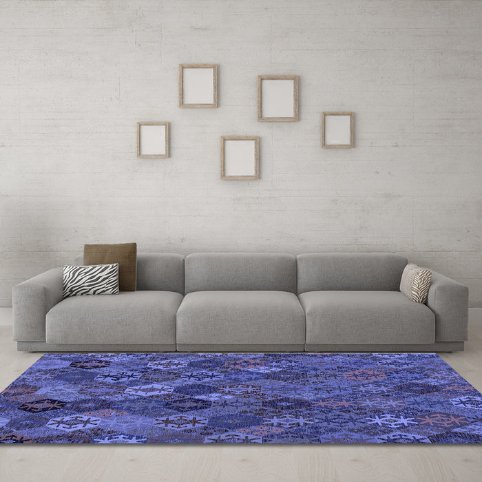 Machine Washable Abstract Blue Modern Rug in a Living Room, wshabs1930blu