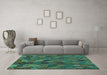 Machine Washable Abstract Turquoise Modern Area Rugs in a Living Room,, wshabs1930turq