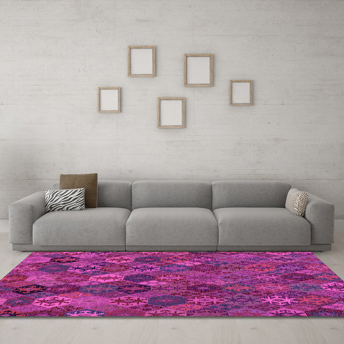 Machine Washable Abstract Pink Modern Rug in a Living Room, wshabs1930pnk