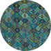 Round Abstract Light Blue Modern Rug, abs1930lblu