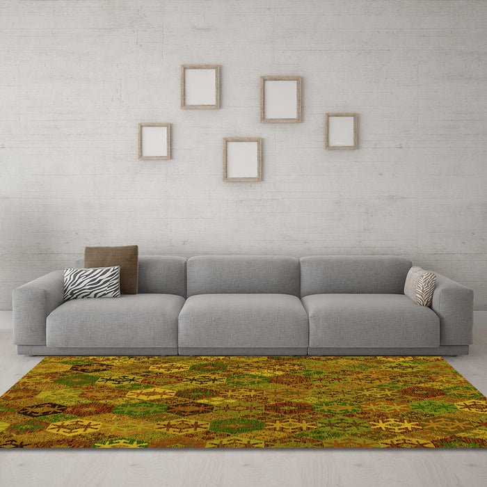 Machine Washable Abstract Yellow Modern Rug in a Living Room, wshabs1930yw