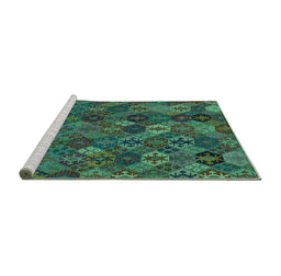 Sideview of Machine Washable Abstract Turquoise Modern Area Rugs, wshabs1930turq