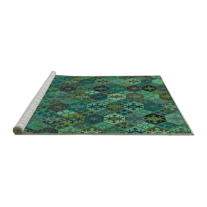 Sideview of Machine Washable Abstract Turquoise Modern Area Rugs, wshabs1930turq