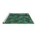 Sideview of Machine Washable Abstract Turquoise Modern Area Rugs, wshabs1930turq