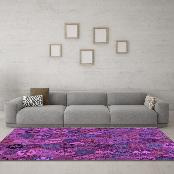 Machine Washable Abstract Purple Modern Area Rugs in a Living Room, wshabs1930pur