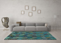 Machine Washable Abstract Light Blue Modern Rug, wshabs1930lblu