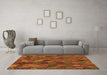 Machine Washable Abstract Orange Modern Area Rugs in a Living Room, wshabs1930org