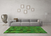 Machine Washable Abstract Green Modern Rug, wshabs1930grn