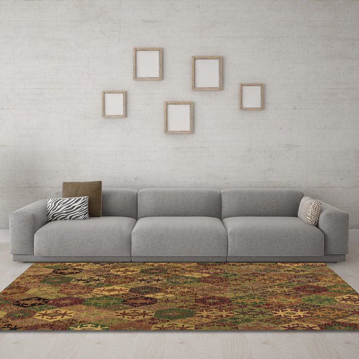 Machine Washable Abstract Brown Modern Rug in a Living Room,, wshabs1930brn