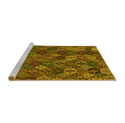 Sideview of Machine Washable Abstract Yellow Modern Rug, wshabs1930yw