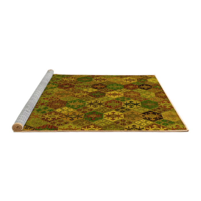 Sideview of Machine Washable Abstract Yellow Modern Rug, wshabs1930yw